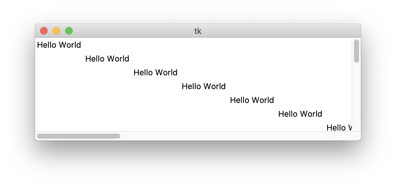 Tkinter dynamic scroll example app